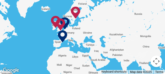 Map with locations pinpointed