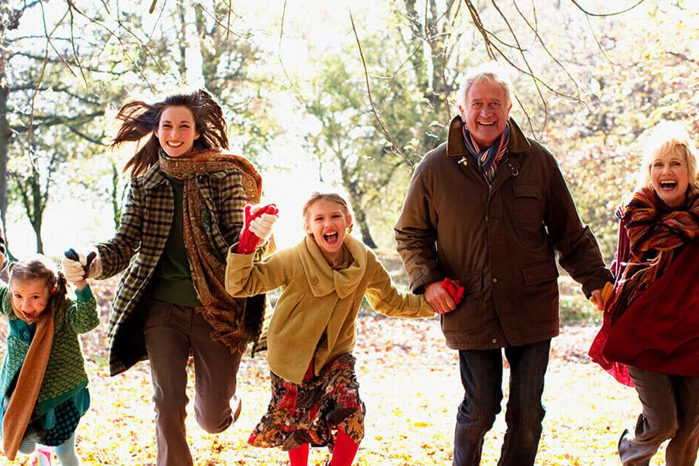 Family outside in nature