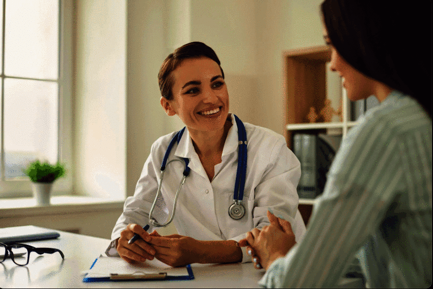 Female doctor and female patient