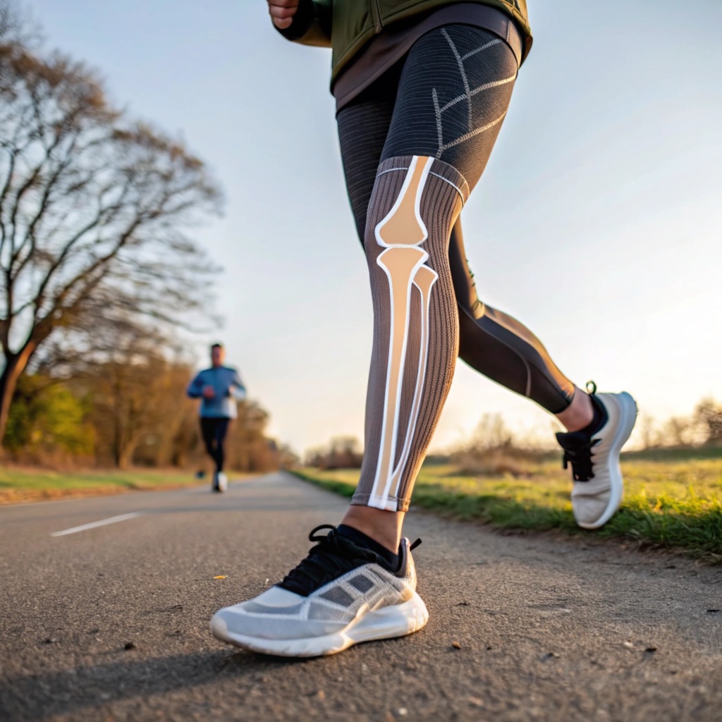 Image of legs mid-run with bone overlay